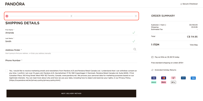 Checkout progress bar