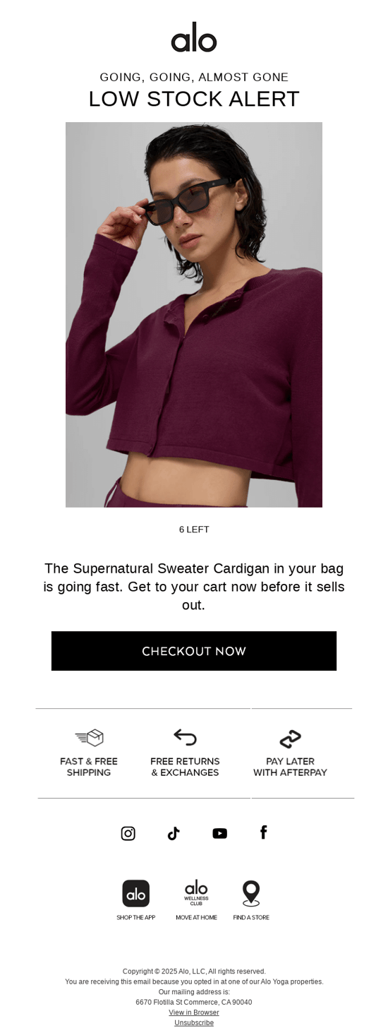 Example of a cart abandonment campaign